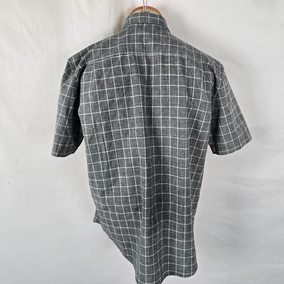 Orivs Classic Collection Button Down Shirt Men's M Gray Plaid Short Sleeve - Picture 5 of 16
